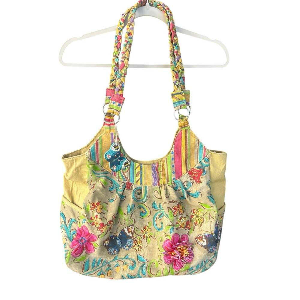 Kate McRostie Butterfly Floral Embroidered Canvas Shoulder Bag Boho Y2K